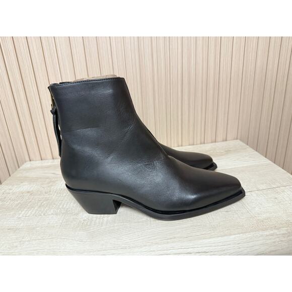 AllSaints Lenora Western Black Leather Bootie Size 10 Women's Shoes - Picture 8 of 14